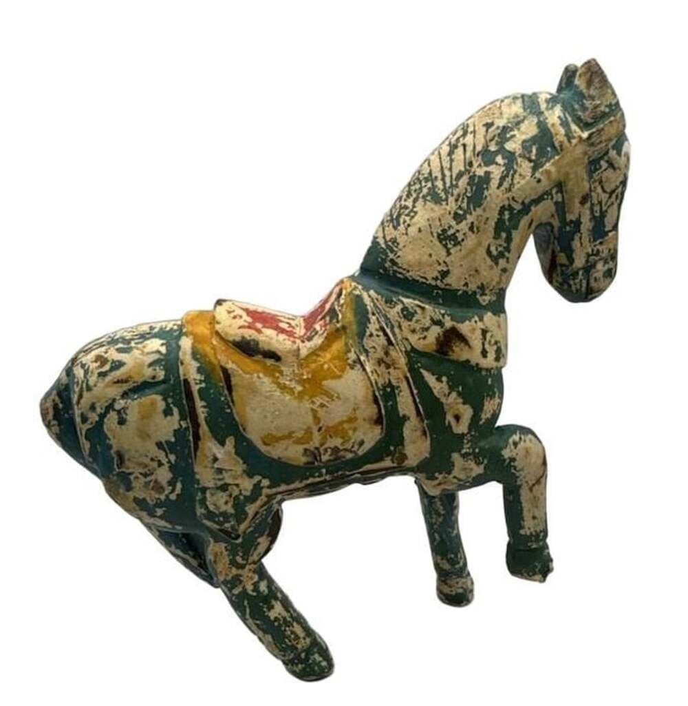 Vintage Hand Carved Painted Wooden Horse Figurine